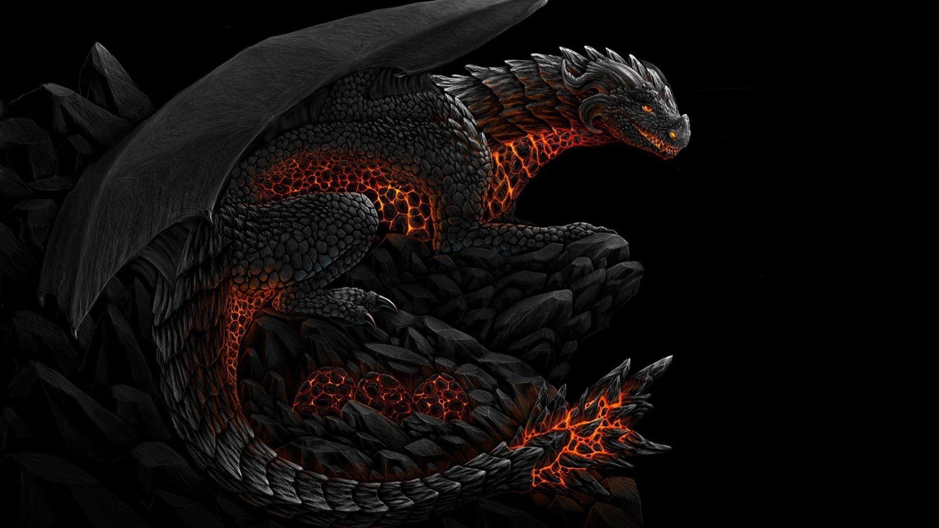 1920x1080 Red and Black Dragon Wallpaper