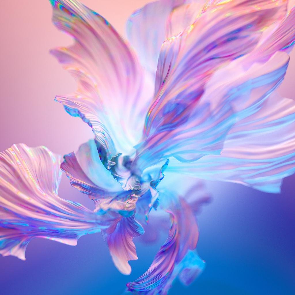 1024x1024 Floral Background Wallpaper 4K, Colorful, Gradient background, Digital Art, Abstract