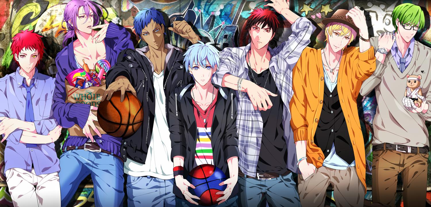 1500x723 akashi seijuurou all male aomine daiki ball basketball food group hat kagami taiga kise ryouta kuroko no basket kuroko tetsuya male midorima shintarou murasakibara atsushi sport tagme (artist) wristwear.