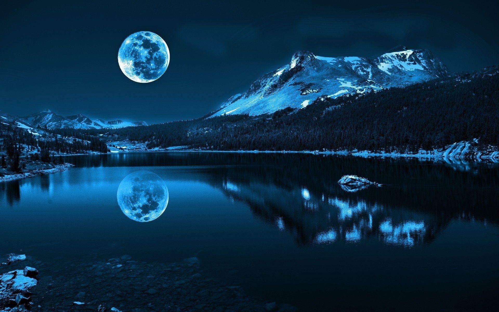1920x1200 Moon and Snow Wallpaper
