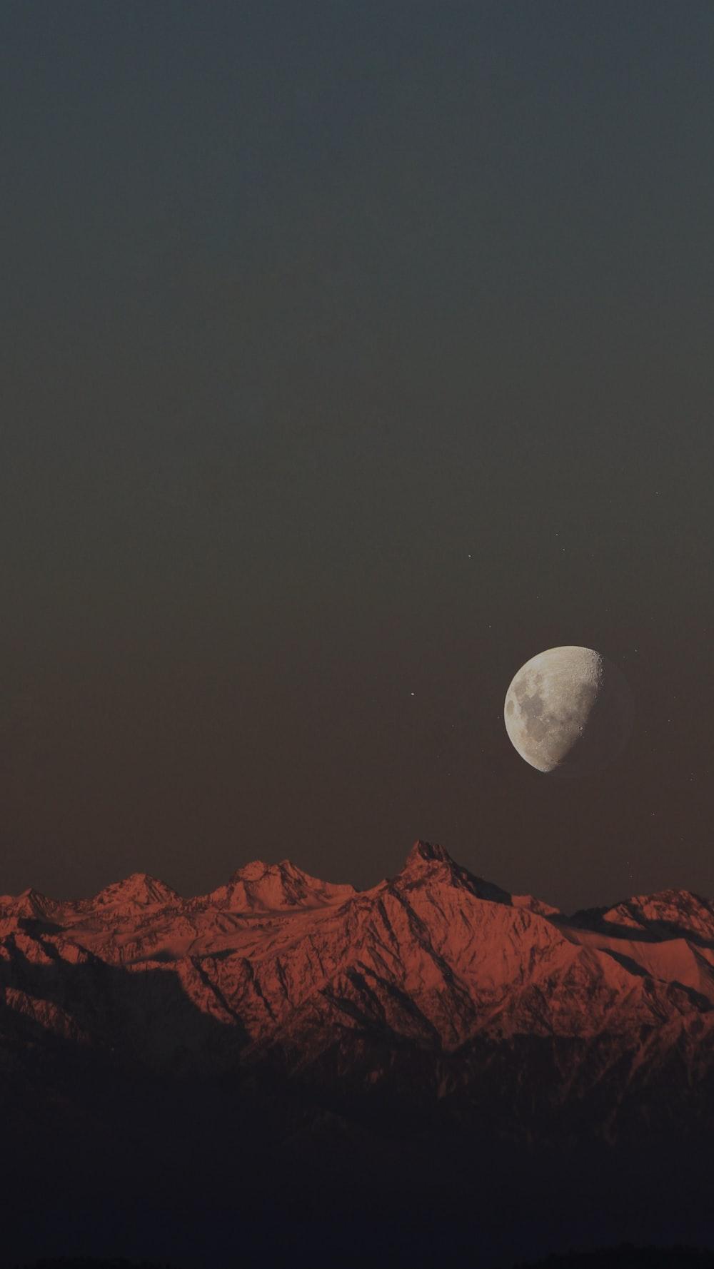1000x1778 Moon In Mountains Picture. Download Free Image