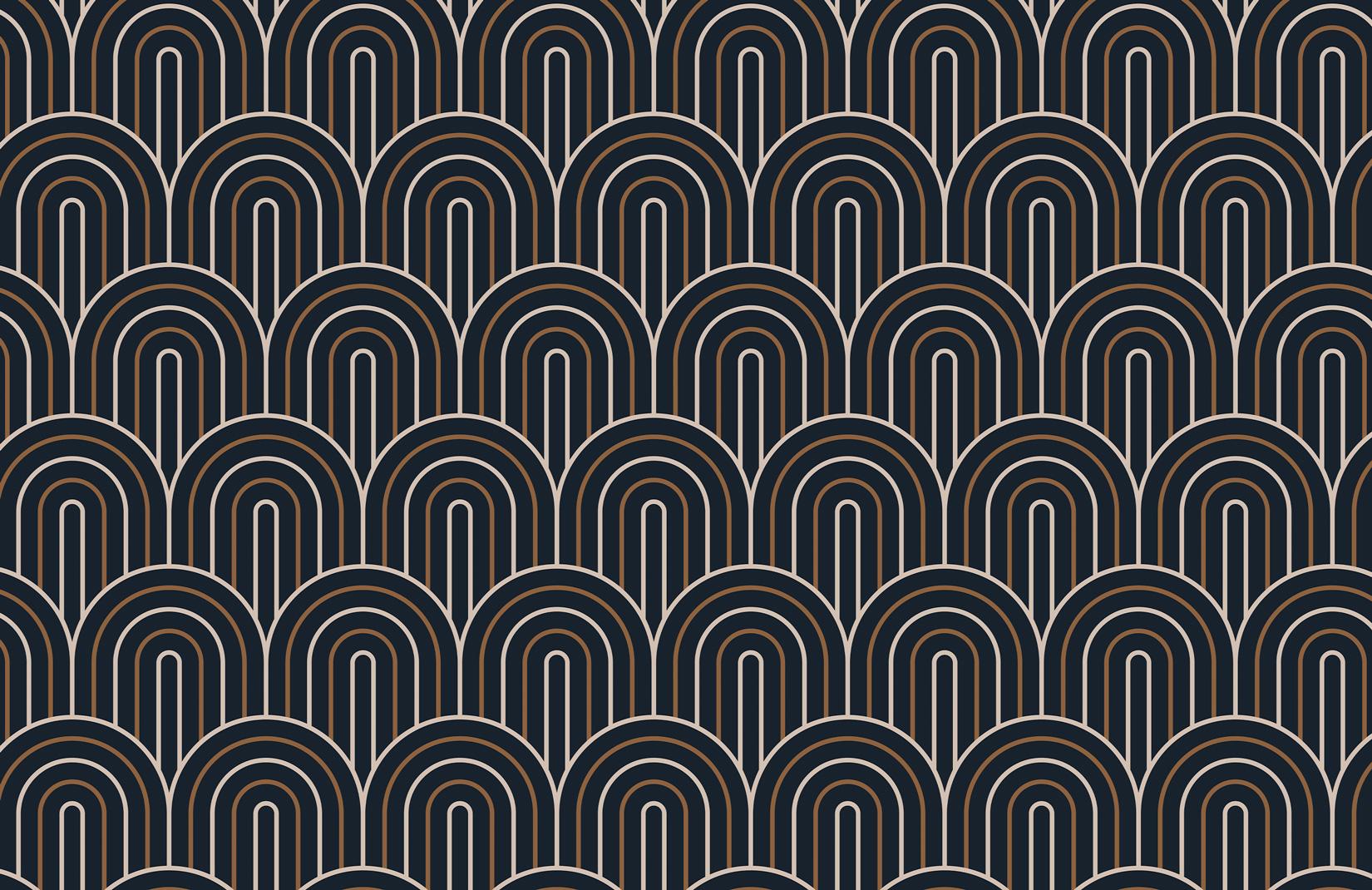 1650x1070 Navy & Mustard Retro Loop Pattern Wallpaper