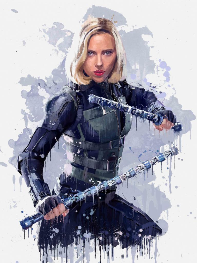 768x1024 Black Widow iPhone Wallpaper