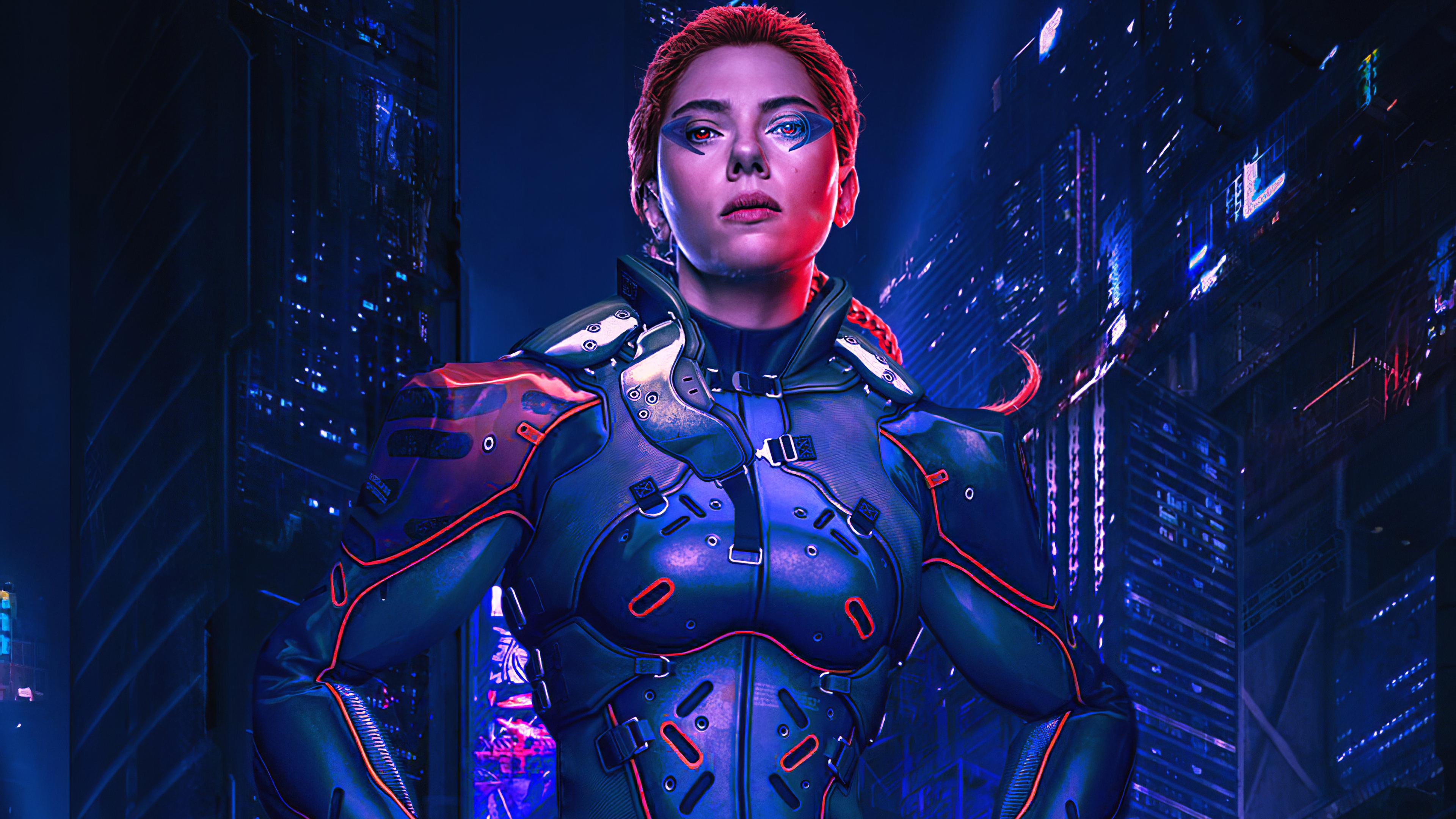3840x2160 Black Widow Cyberpunk Wallpaper 4k Ultra HD