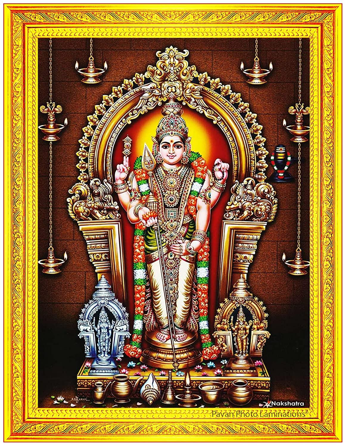 1162x1500 Pavan Photo Laminations, Tiruchendur Murugan Photo Frame, Small Size (16x21cm), Golden Color, R53S : Amazon.in: Home & Kitchen