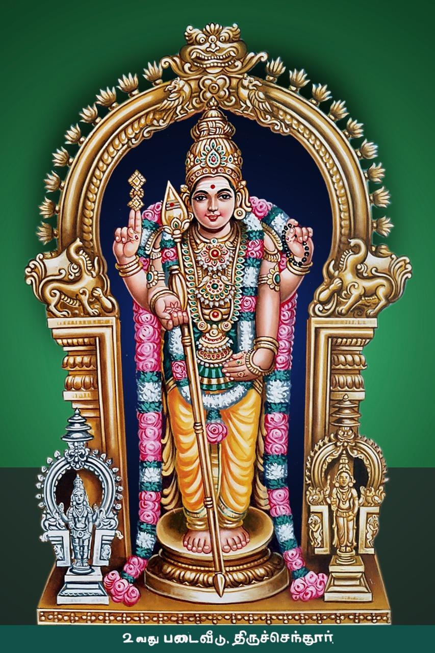 853x1280 Thiruchendur Murugan Art (3.5 x 4.5 feet) Indian Folk Art Gallery