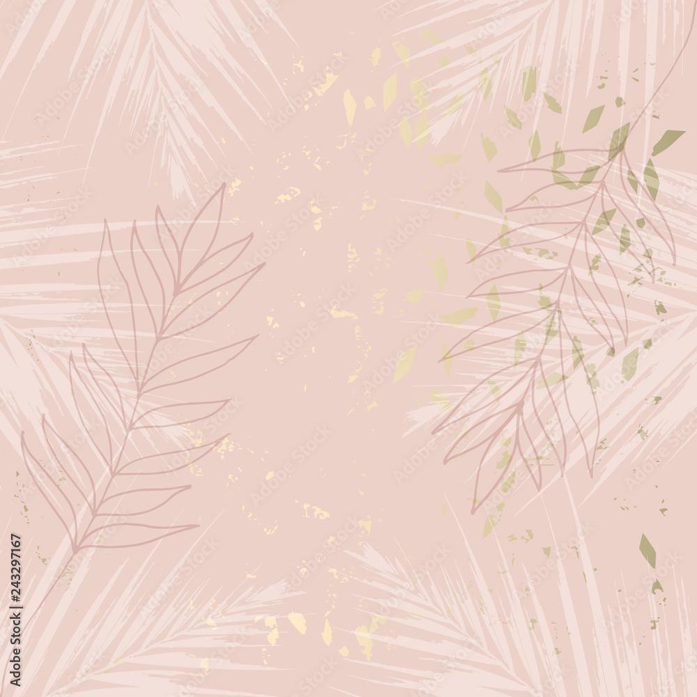 1000x1000 Tropical Worn Floral pastel rose gold marble pattern for wallpaper, textile, flooring, interior design, wedding invitation, fashion banners. Chic background for your design made in vector Stock Vector