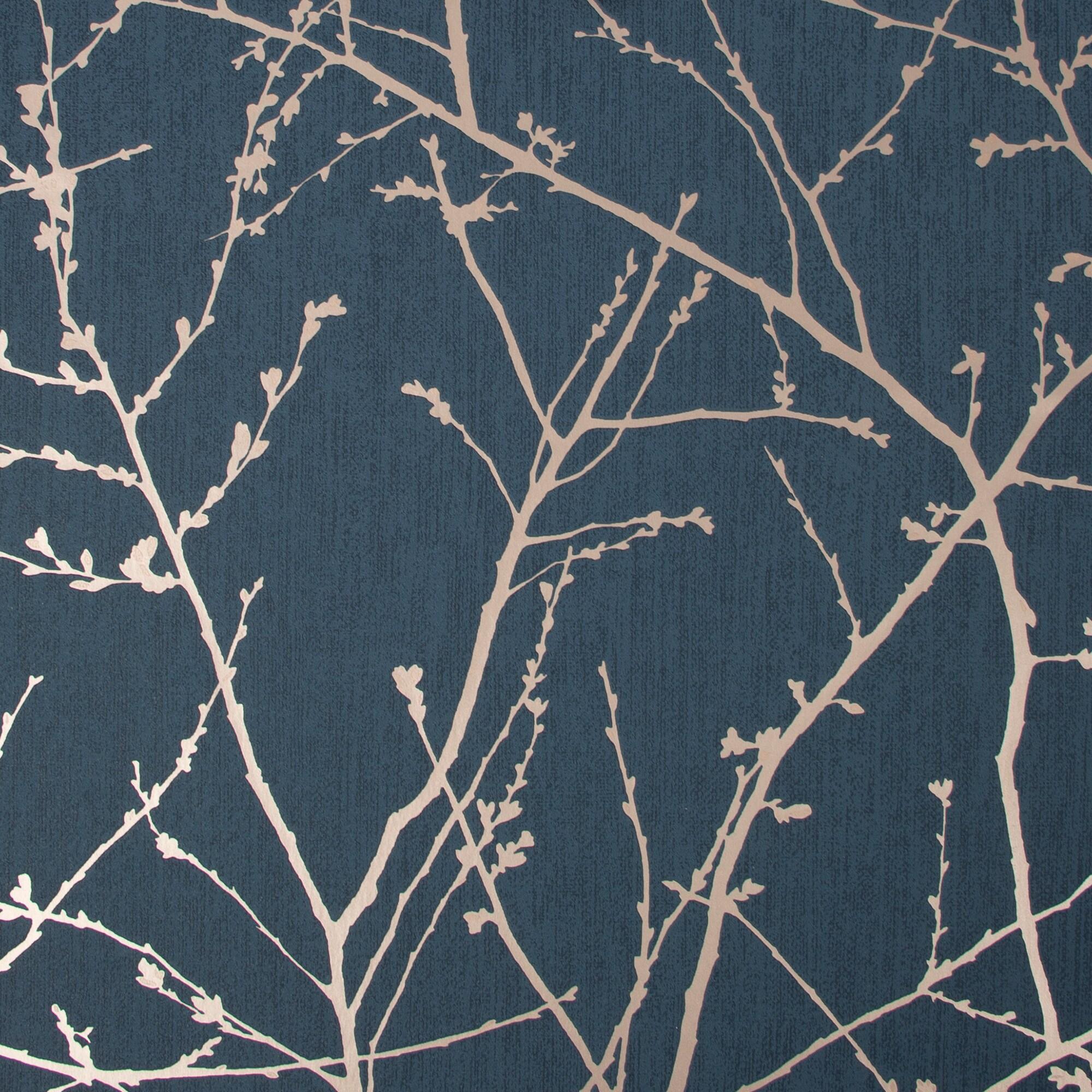 2000x2000 Superfresco Easy Prestige 56 Sq Ft Navy Copper Vinyl Textured Floral Unpasted Wallpaper In The Wallpaper Department At