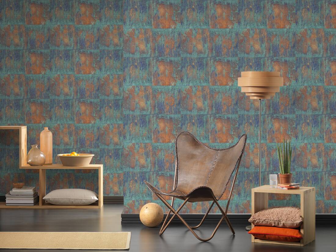 1100x825 A.S. Création Wallpaper «Blue, Bronze, Brown, Copper» 361181