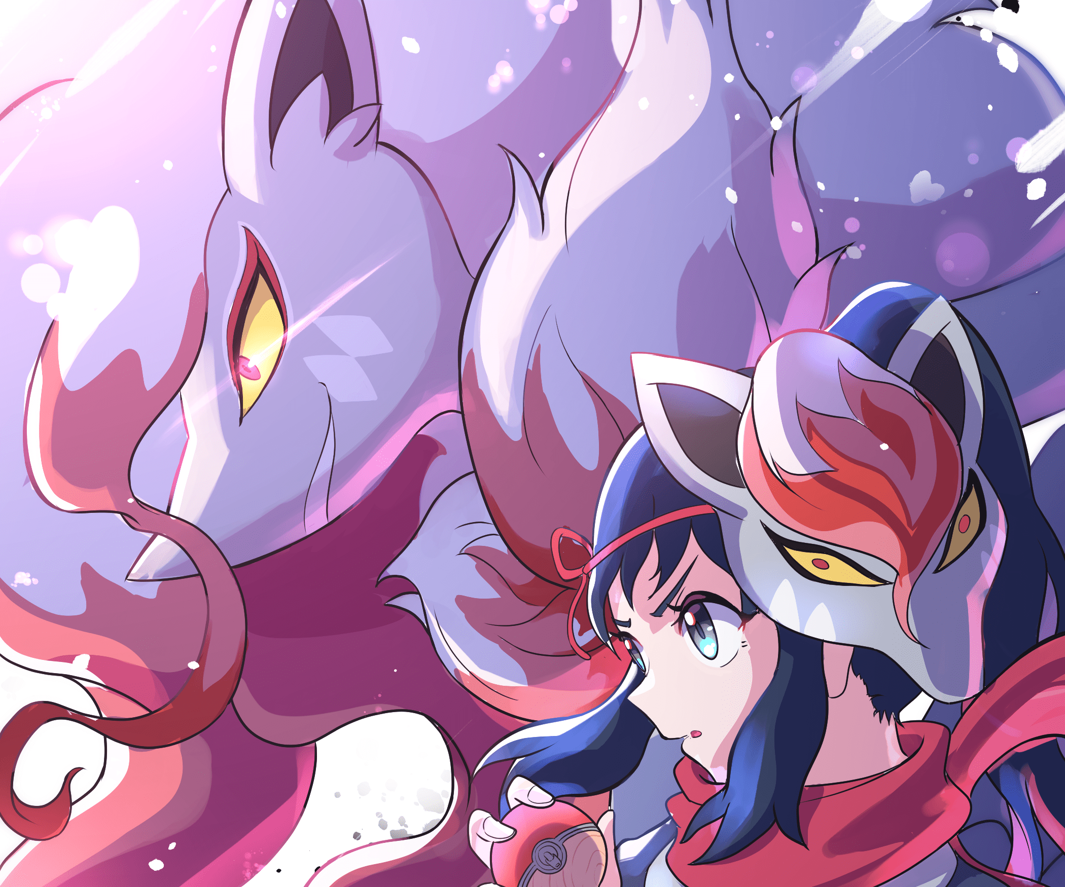 2100x1750 Download Zoroark (Pokémon) Akari (Pokémon) Video Game Pokémon Legends: Arceus HD Wallpaper