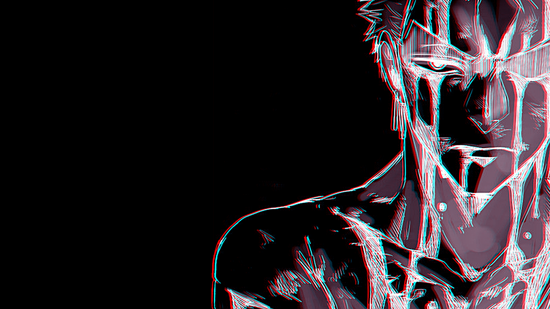 1920x1080 Roronoa Zoro, One Piece, monochrome, chromatic aberrationx1080 Wallpaper