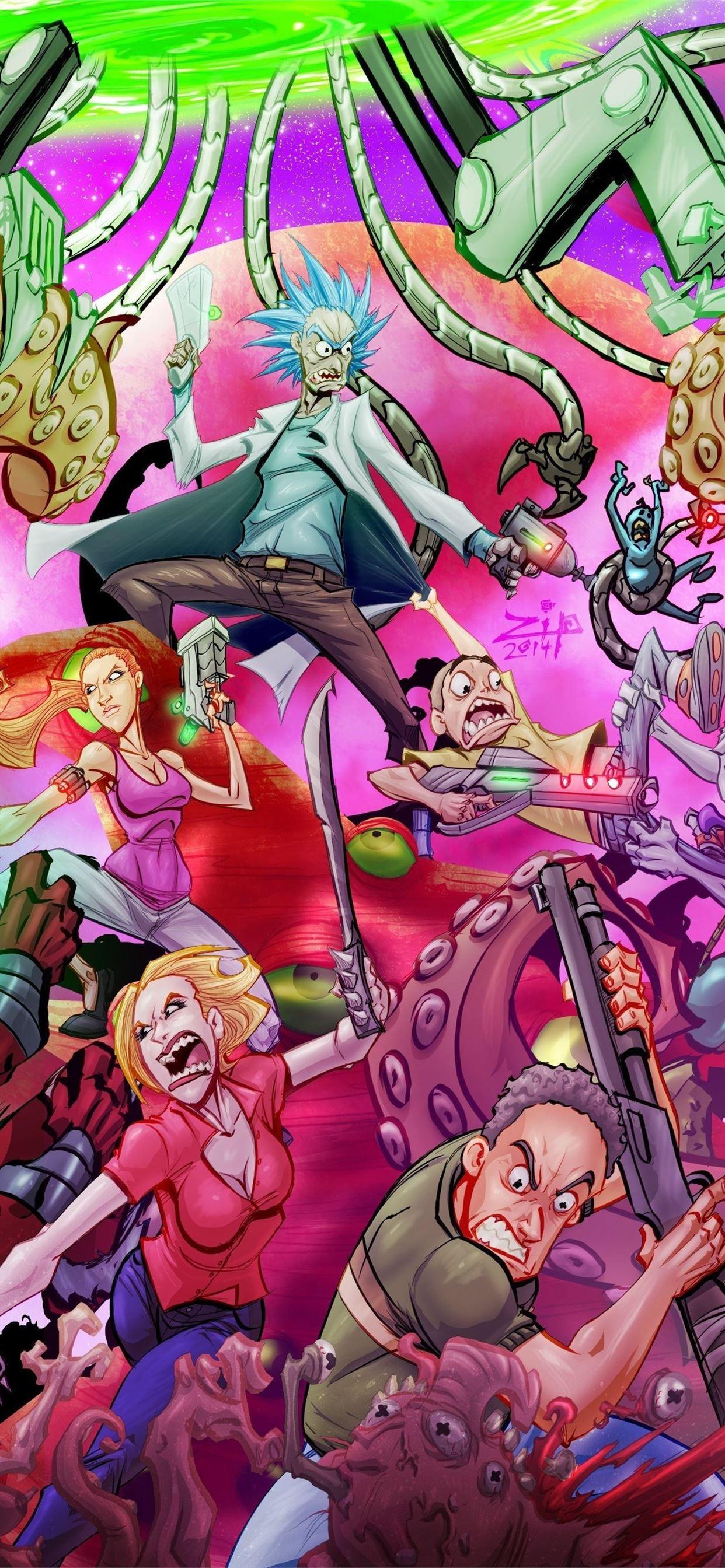 1242x2688 Rick and Morty Trippy on Dog iPhone Wallpaper Free Download
