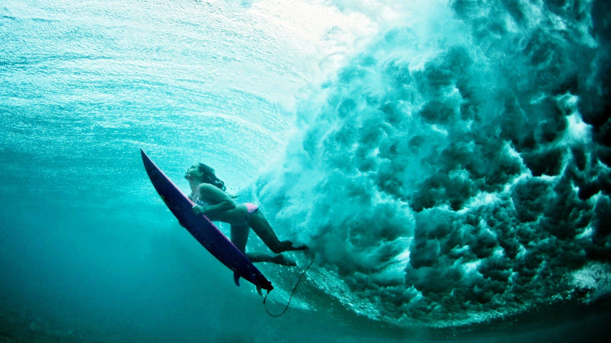 2560x1440 blue surfboard #women #water #underwater #surfing #sports #sea #waves K # wallpaper #hdwallpaper #desktop. Wind surfing photography, Surfing, Kite surfing