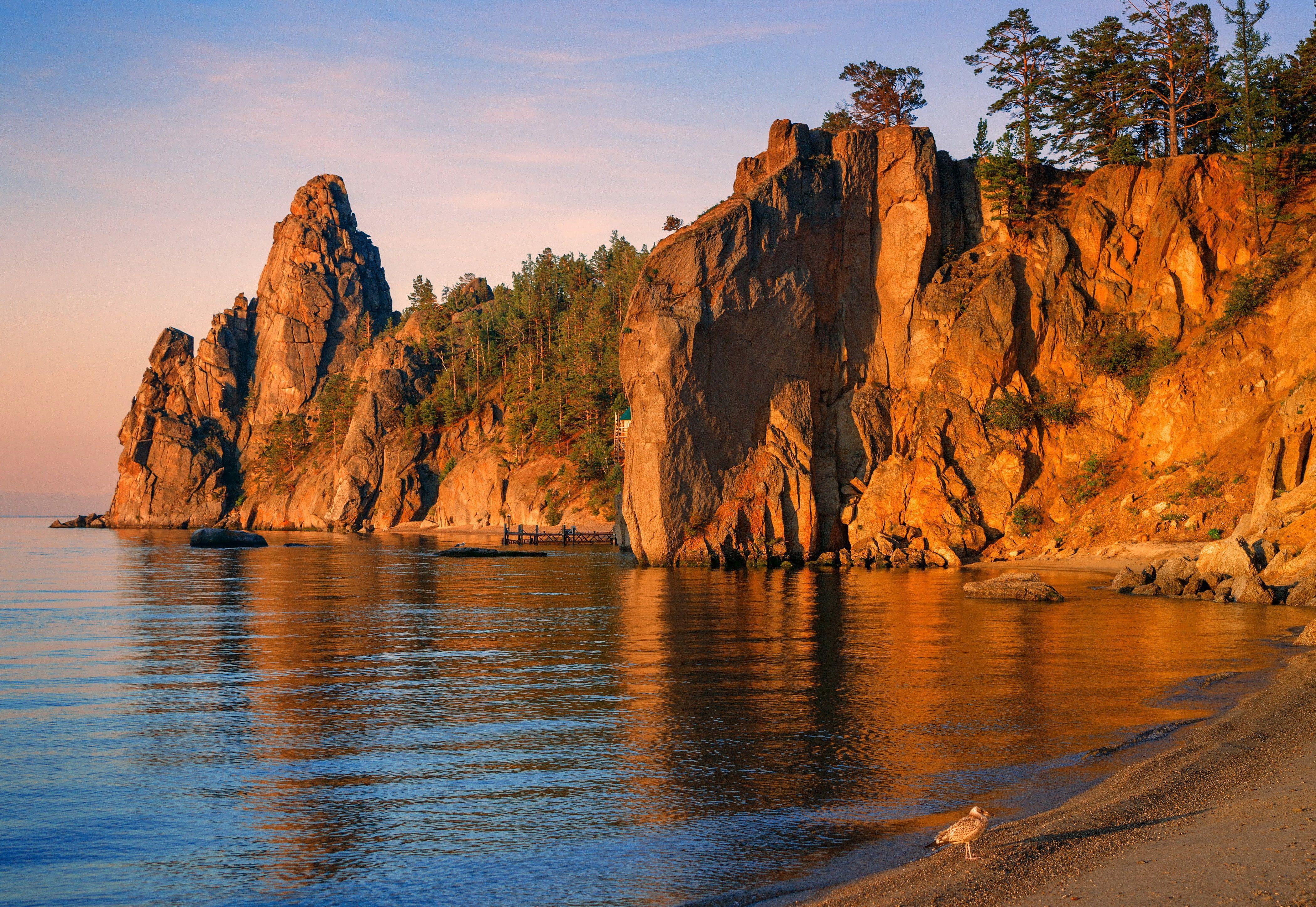4200x2895 Lake Baikal #Russia Lake Baikal #Baikal #rocks #trees #beach #pier #Bird #Sunset K #wallpaper #hdwallpaper #desktop. Lake baikal, Lake, Lake baikal russia