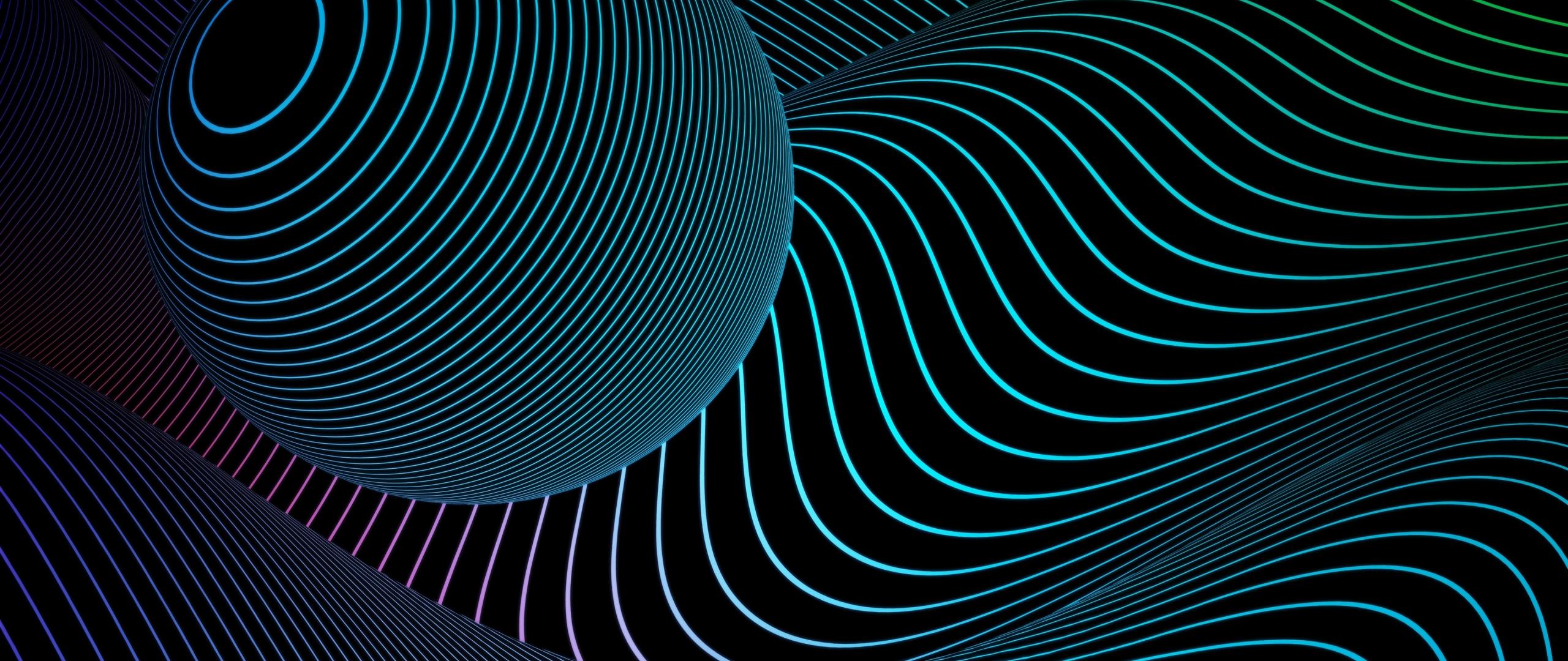 2560x1080 Download 3D dimensional sphere, lines, curves, abstract 2560x1080 wallpaper, dual wide 2560x1080 HD image, background, 25973