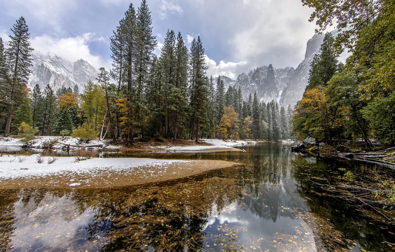 1332x850 Wallpaper winter, forest, mountains, nature, lake, forest, nature, winter, mountains, lake image for desktop, section пейзажи