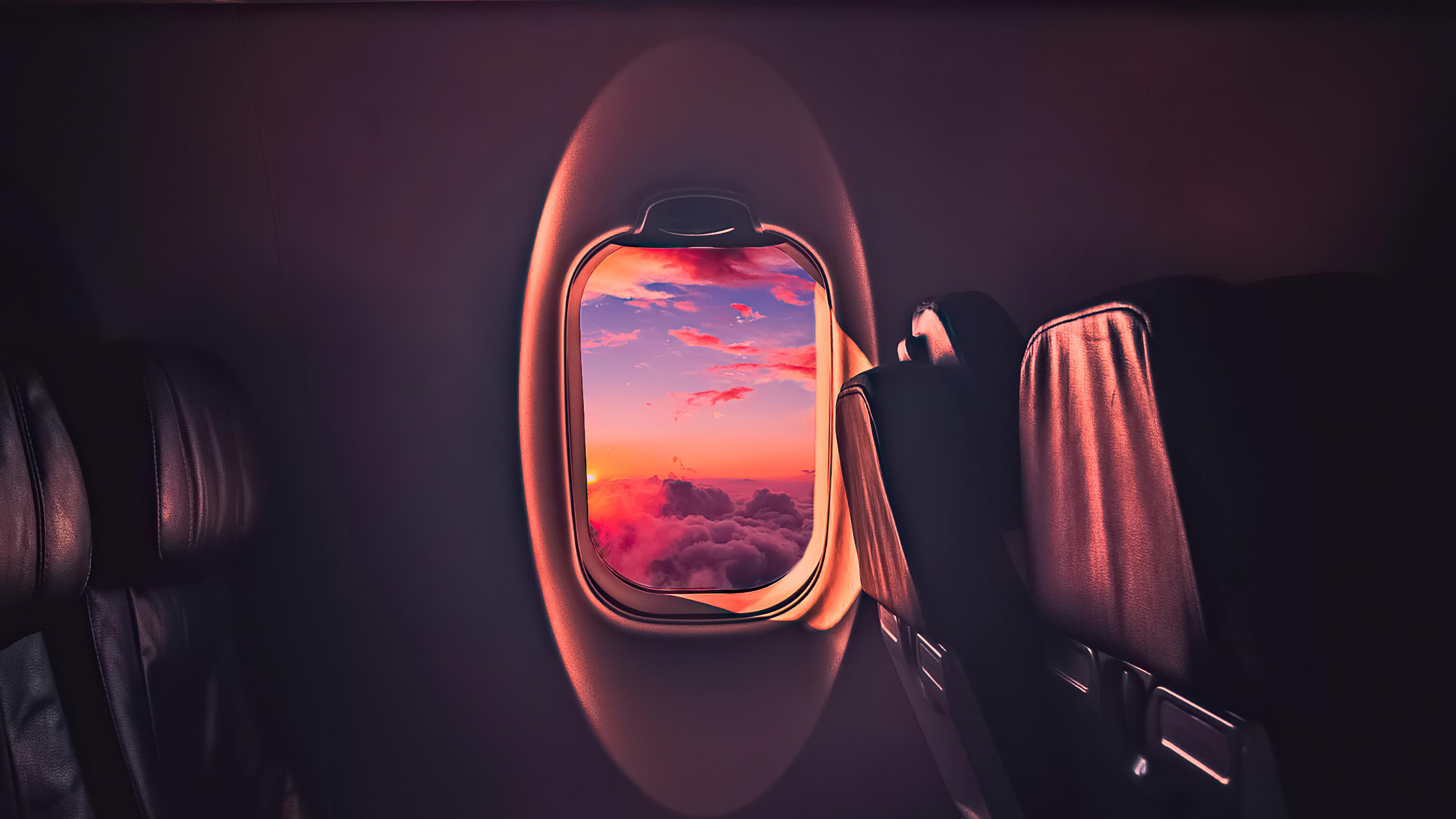 3072x1728 Beautiful Sunset Through Airplane Window, HD Photography, 4k Wallpaper, Image, Background, Photo and Picture