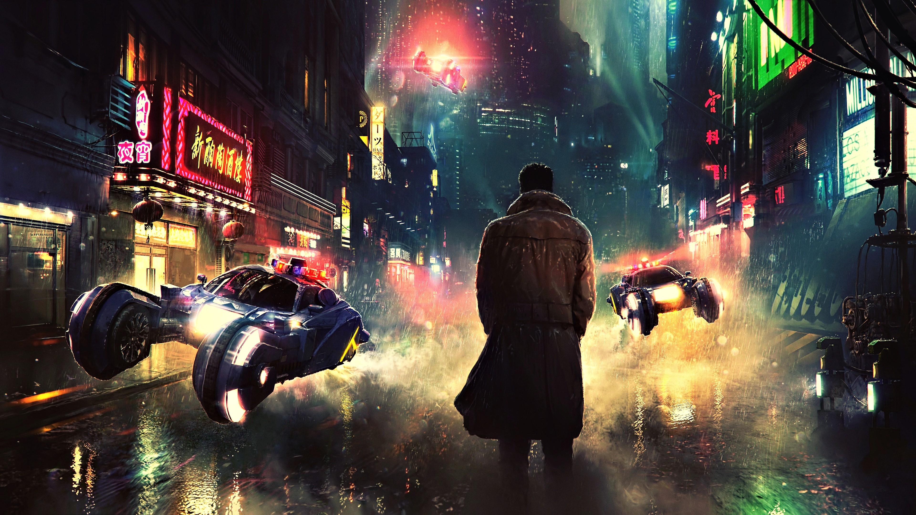3840x2160 Wallpaper / science fiction, digital art, concept art, artwork, fantasy art, fan art, CGI, painting, closeup, realistic, futuristic city, futuristic, 3D, cyberpunk, cyber, city, cityscape, urban, night, rain, dark, Blade