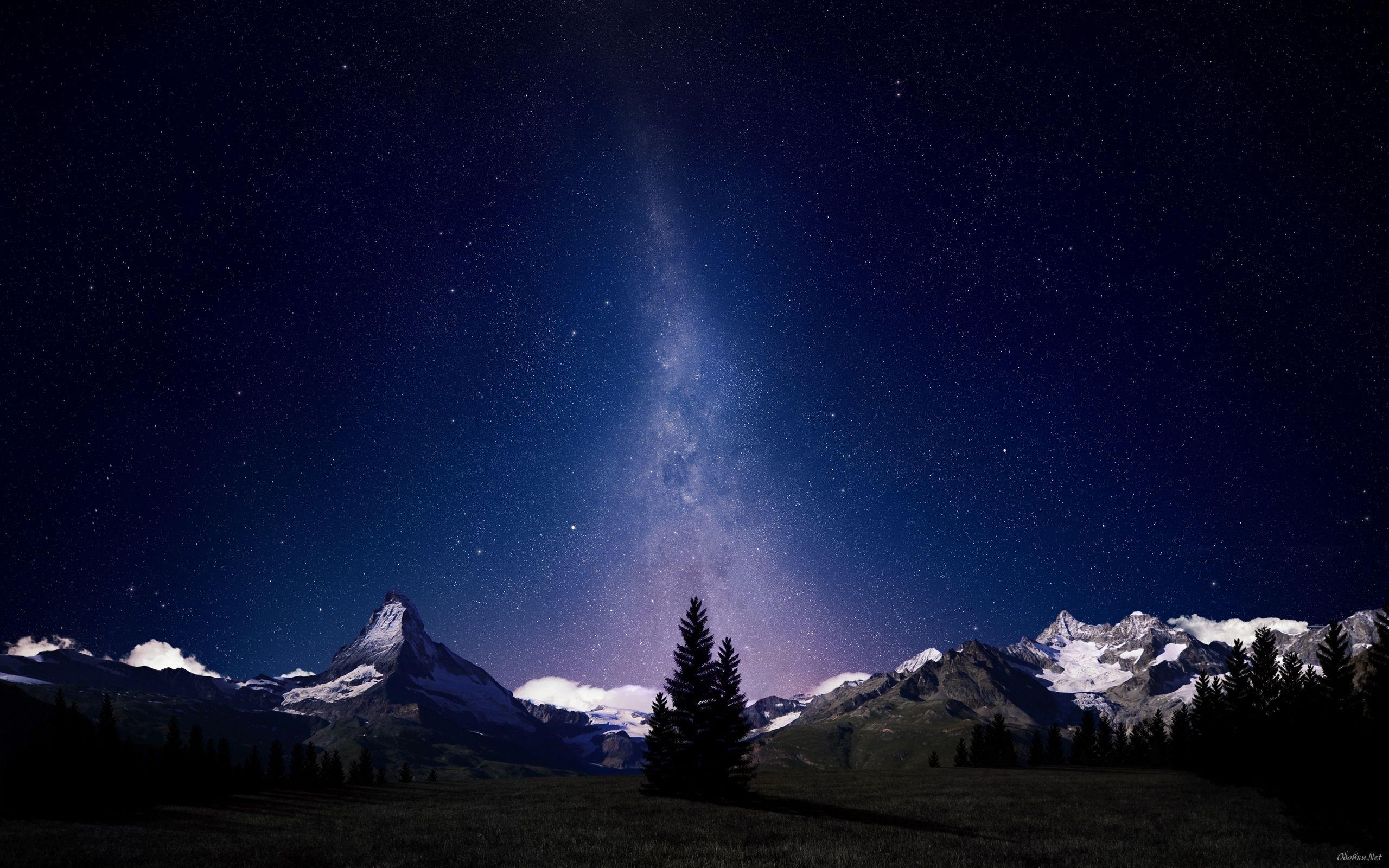 2560x1600 Starry sky in the Alps HD Desktop Wallpaper. HD Desktop Wallpaper