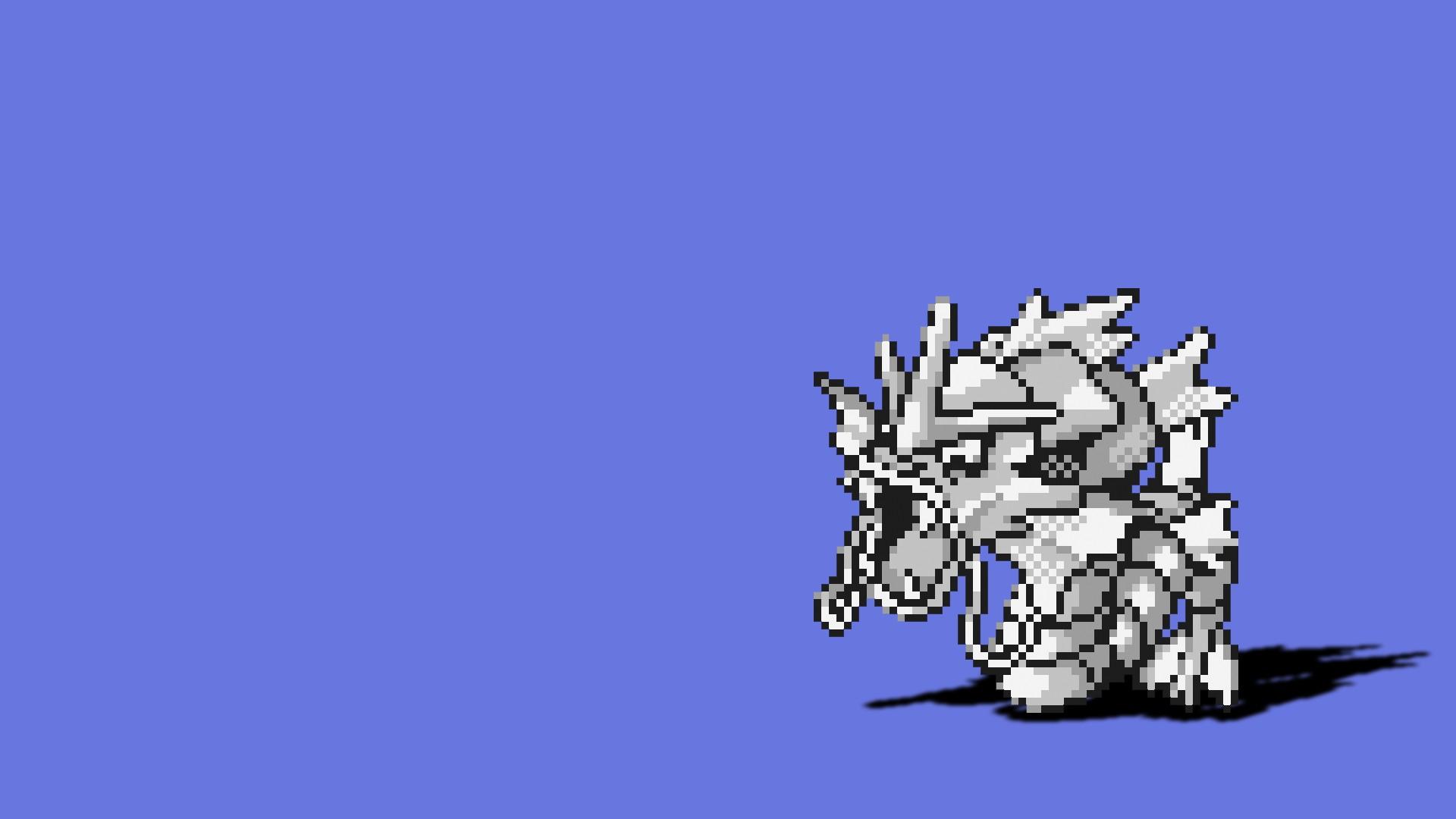 1920x1080 Pokémon, pixel art, Gyarados, Pokemon First Generation, blue background, pixels, pixelated, simple background, video games, retro games, animex1080 Wallpaper