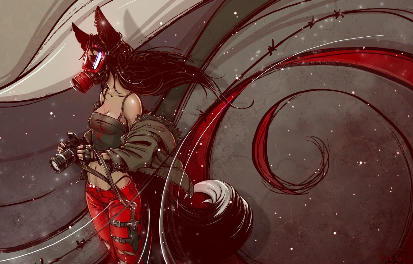 1332x850 Wallpaper Fox, Radioactive, Mask, Сamera, KateFox image for desktop, section фантастика
