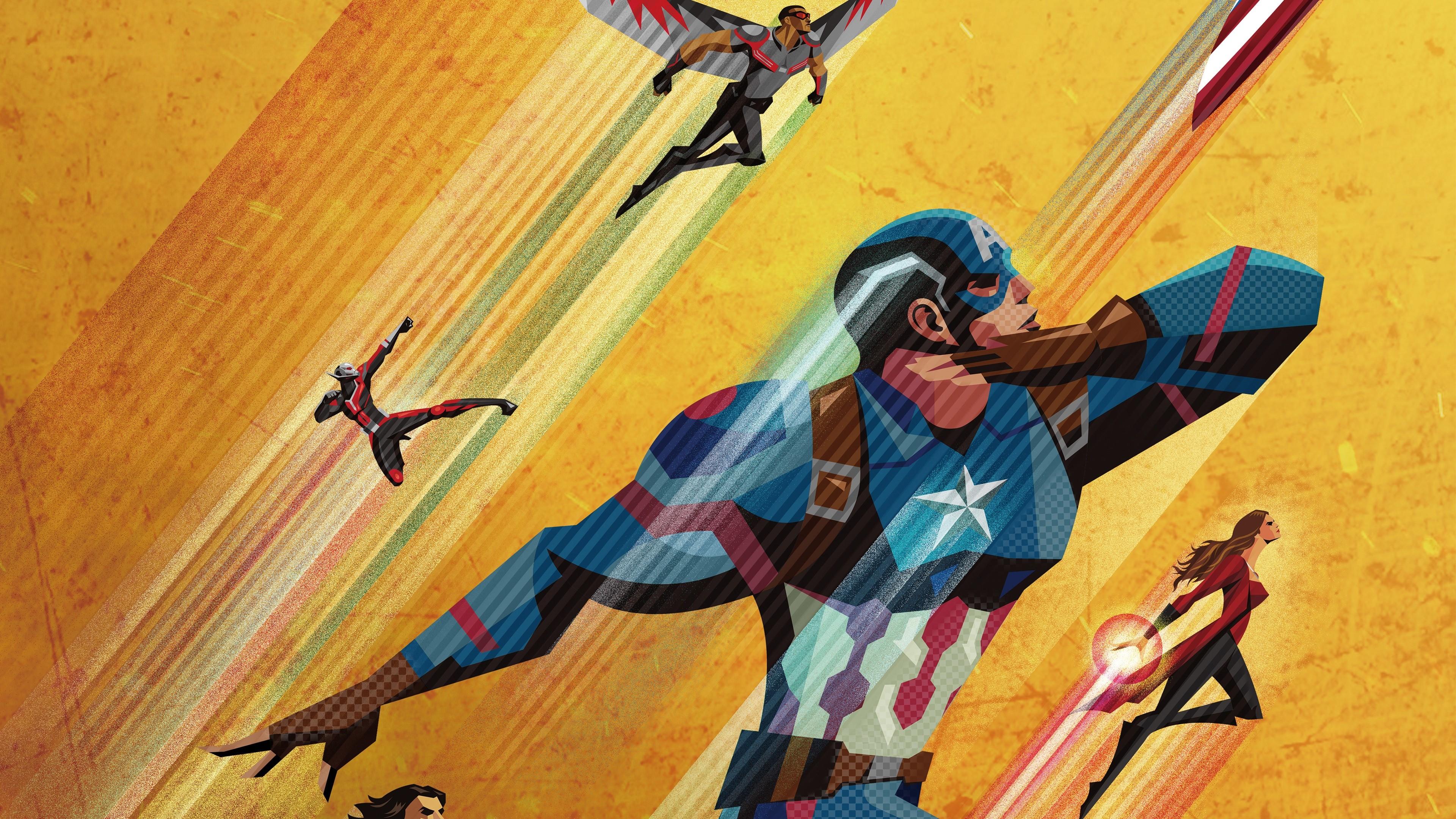 3840x2160 Wallpaper / captain america, artwork, wanda maximoff, falcon, ant man, hd, 4k, superheroes free download