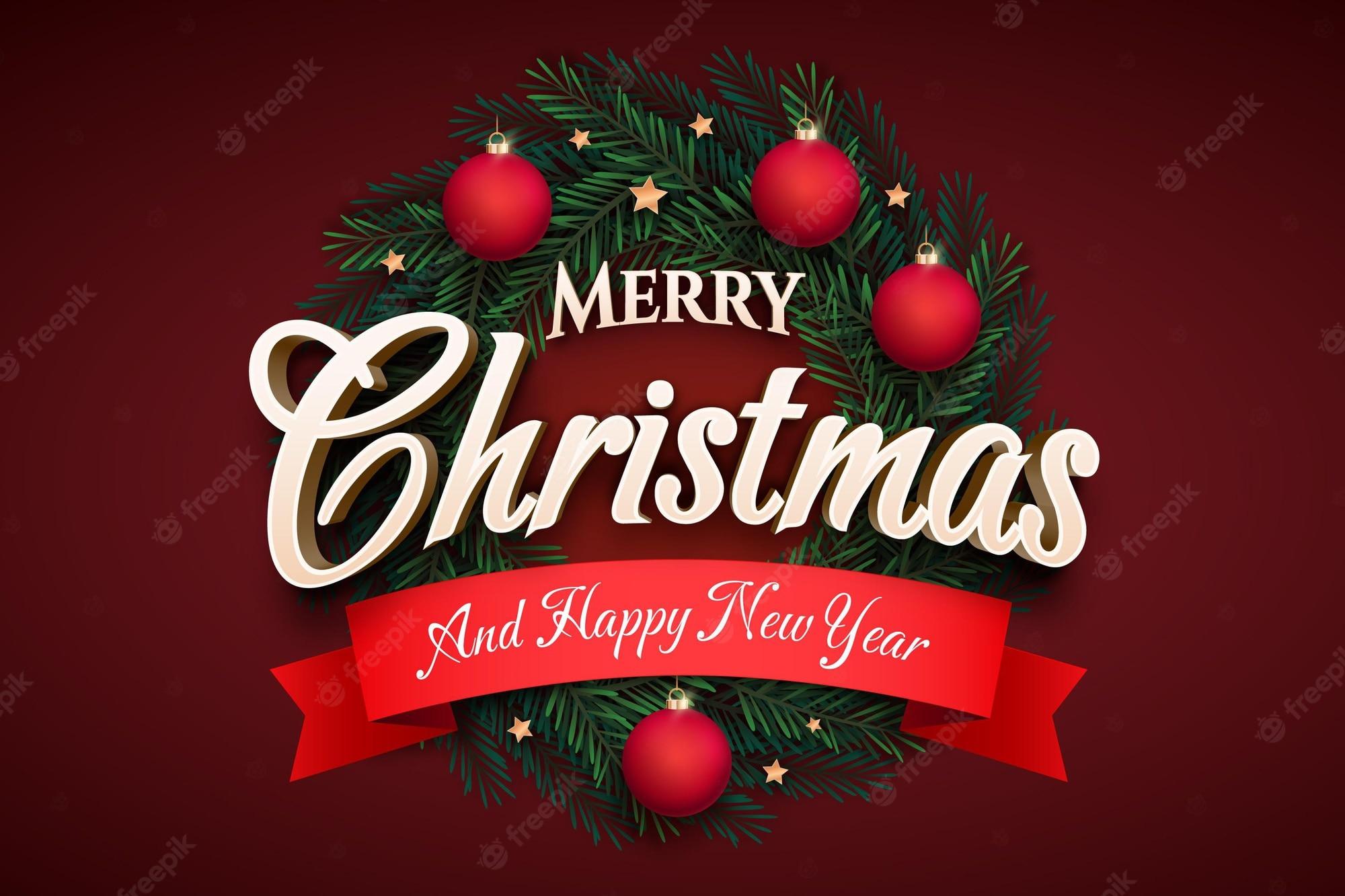 2000x1333 Free Vector. Merry christmas wallpaper design