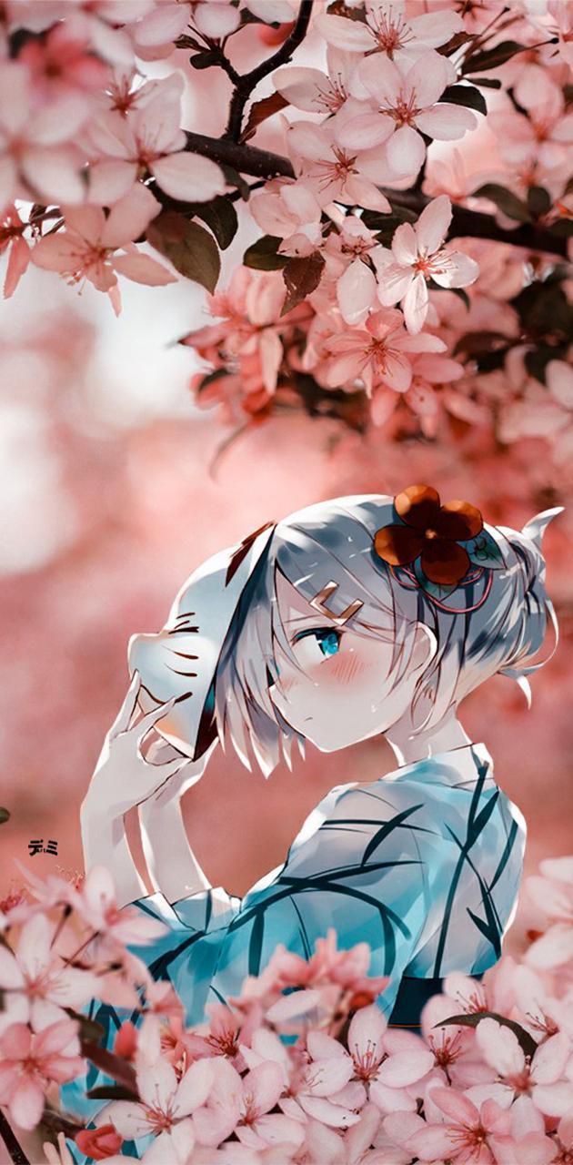 630x1280 Anime Girl Fox Mask wallpaper