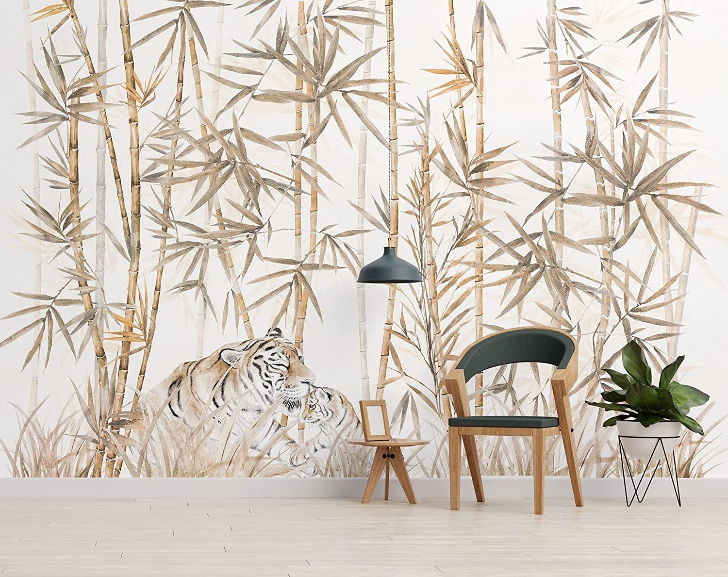 1500x1189 Buy Bamboo Forest Wallpaper Chinese Trees with Leopard Wall Mural Soft Tropical Wallpaper (STYLE2) Online at Lowest Price in Indonesia. B095Z213FQ