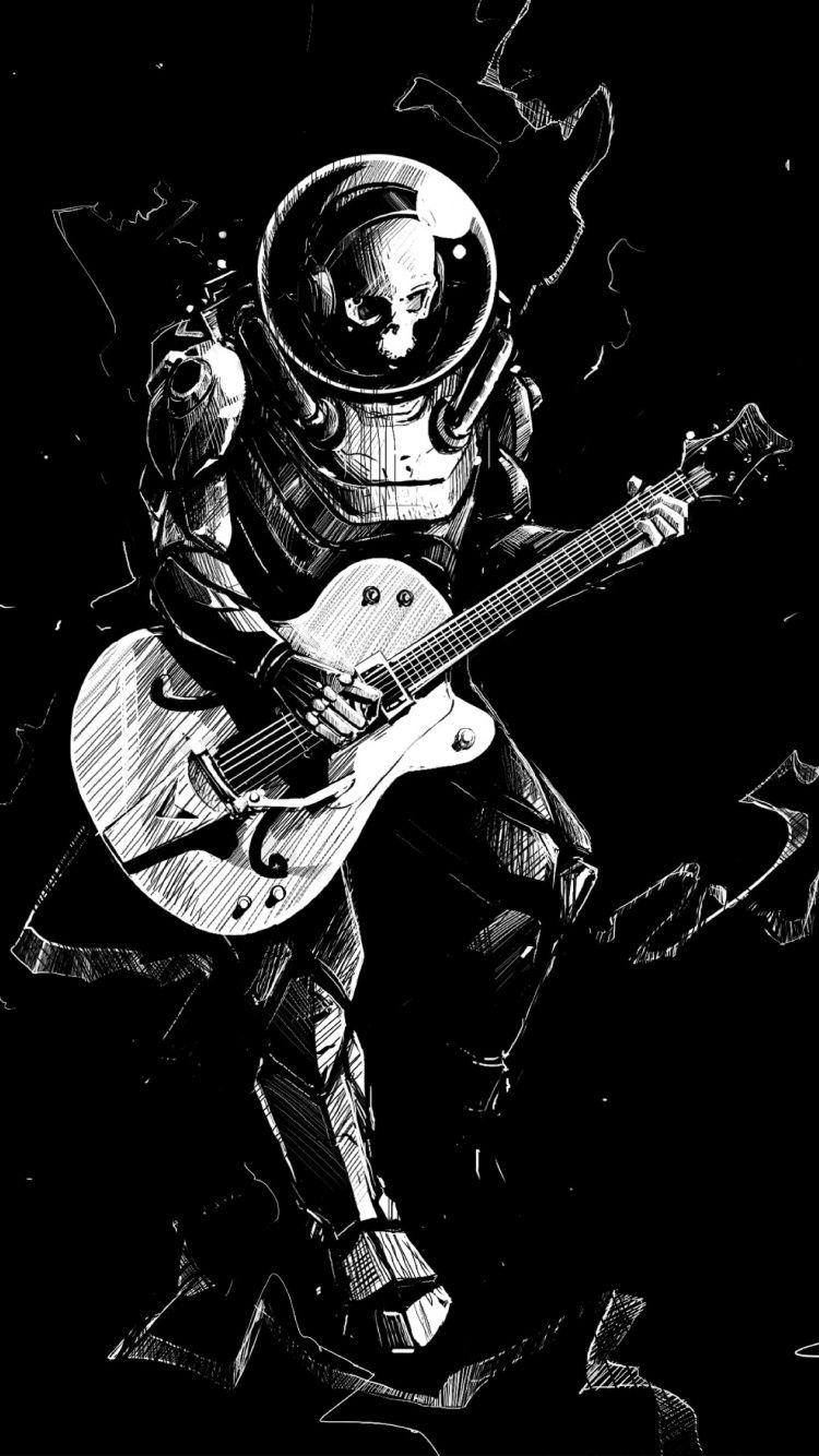 750x1334 Download Art, Skeleton, Guitar, Play, Music, Bw, Wallpaper Screen Guitar Wallpaper HD for desktop or mobile device. Mak. Skeleton art, Skull wallpaper, Art