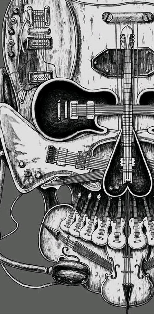 630x1280 Skull guitar wallpaper