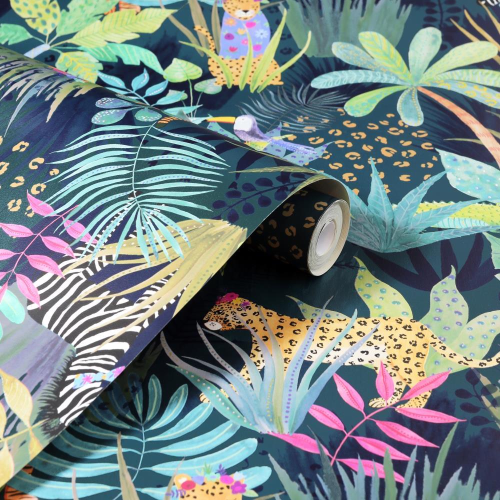 1000x1000 Arthouse Hidden Jungle Emerald Wallpaper in the Wallpaper department at