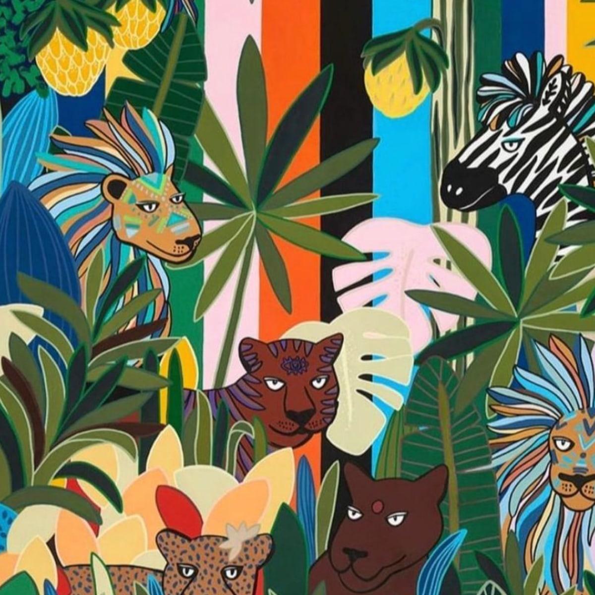 1200x1200 Les Rois de la Jungle, wallpaper design for Pierre Frey