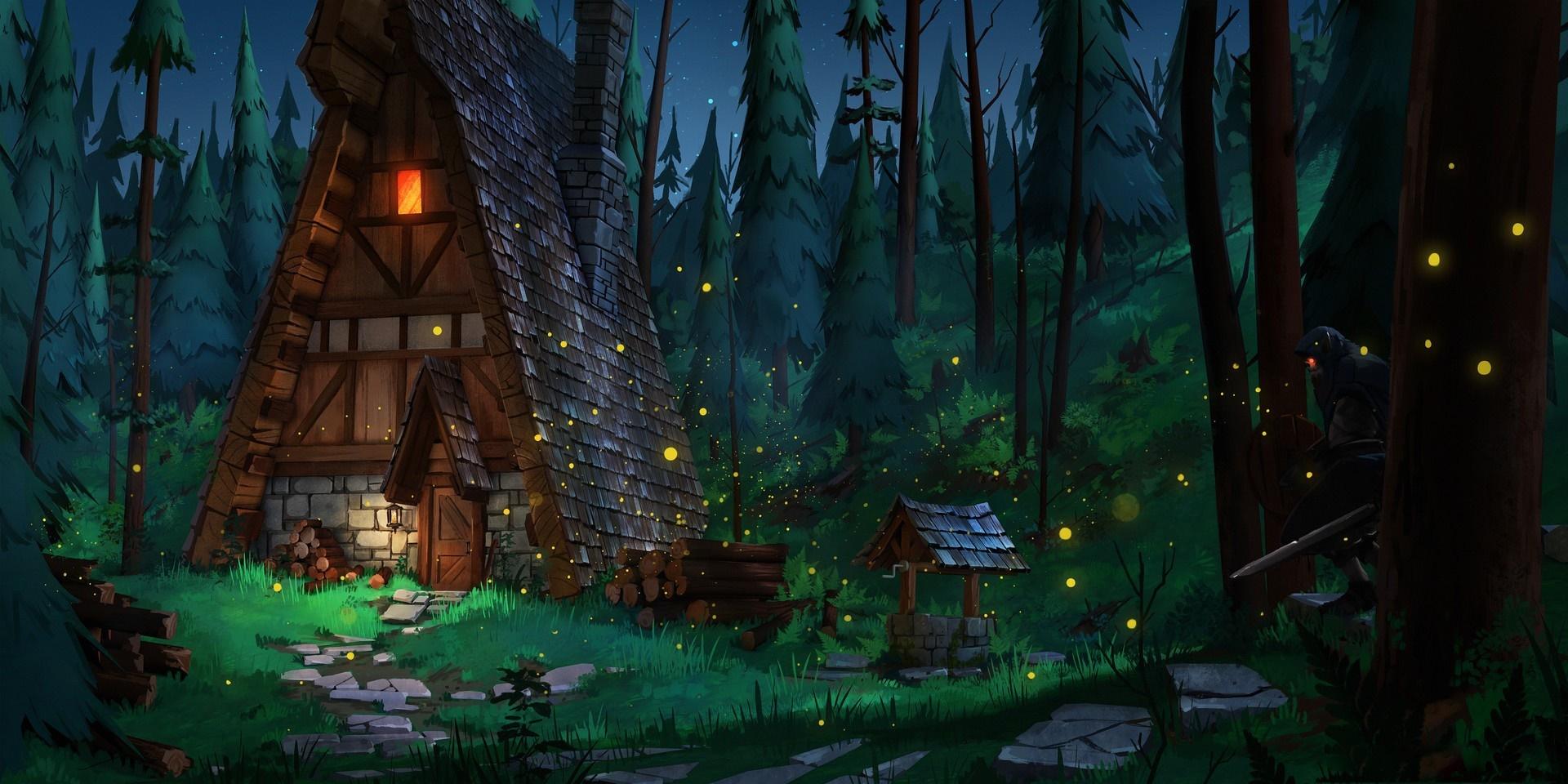 1920x960 forest, illustration, night, artwork, jungle, darkness, screenshot, habitat, natural environment, computer wallpaper, ecosystem Gallery HD Wallpaper