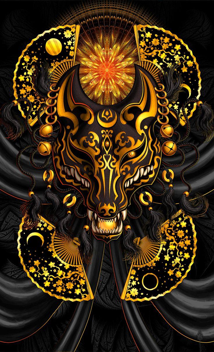 736x1208 Kitsune Mask. Abysm Internal. Japanese pop art, Kitsune mask, Cool wallpaper art