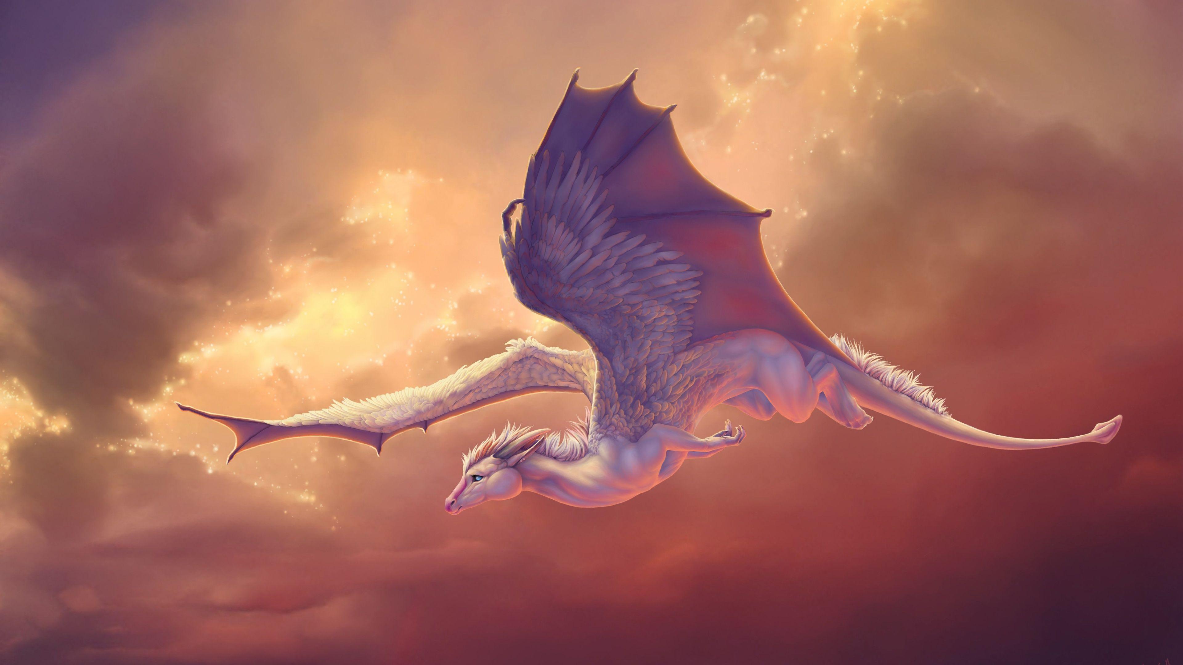 3840x2160 Flying Pegasus Dragon Horse Wallpaper in jpg format for free download