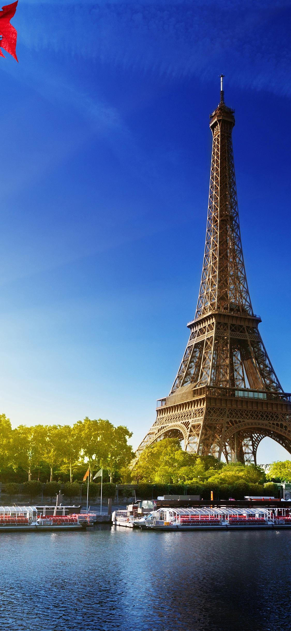 1125x2436 iPhone X wallpaper. sky blue eiffel tower nature paris city