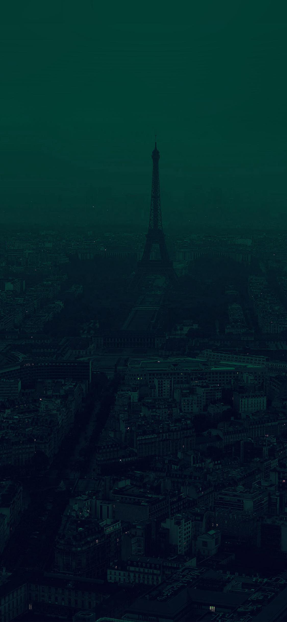 1125x2436 iPhone X wallpaper. paris dark green city illustration art