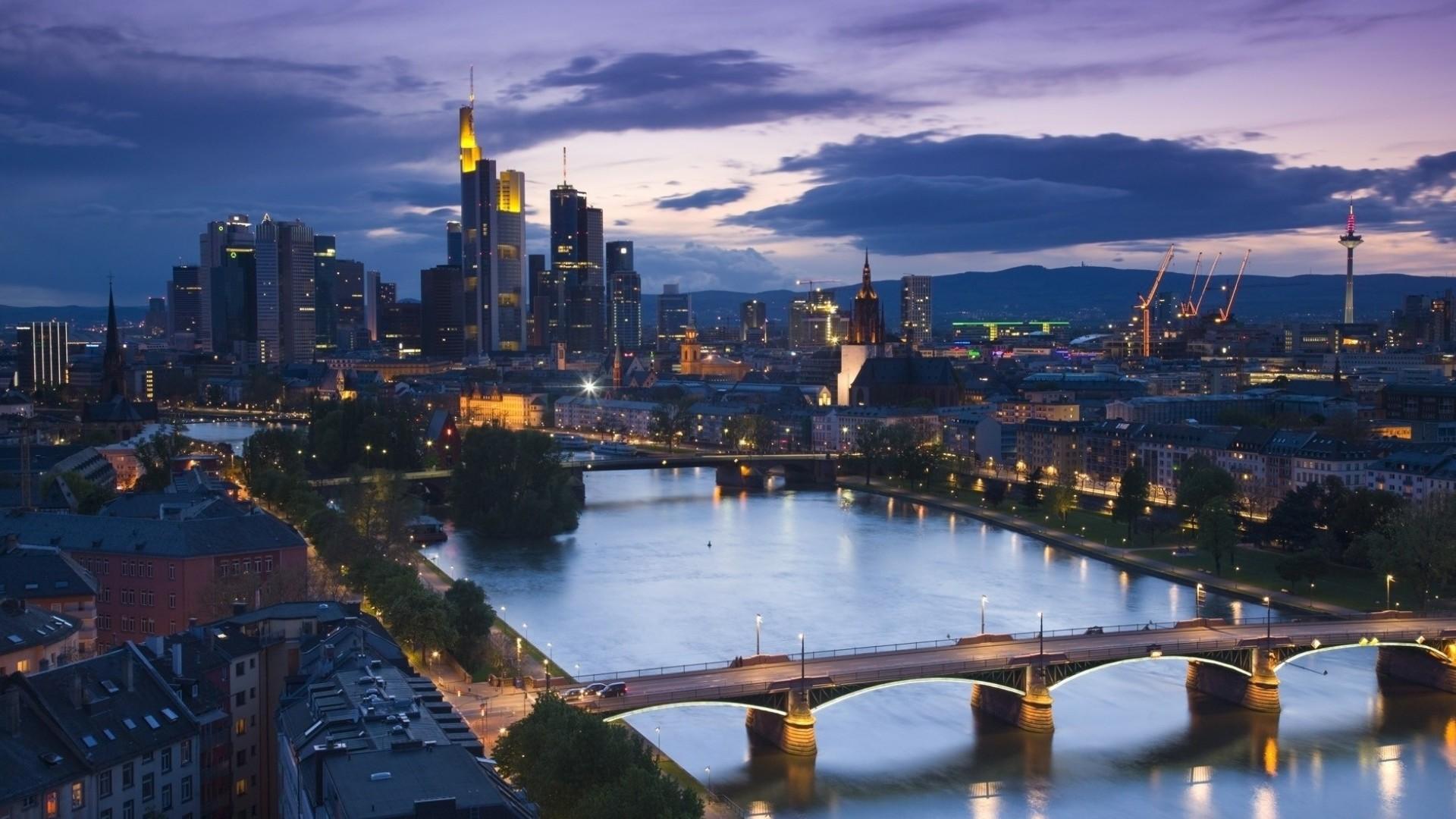 1920x1080 Frankfurt Skyline at Dusk HD Germany Cityscape Wallpaperx1080