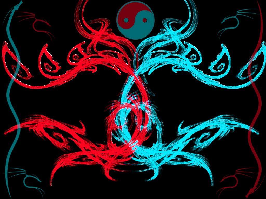 1024x768 Neon Dragon Wallpaper