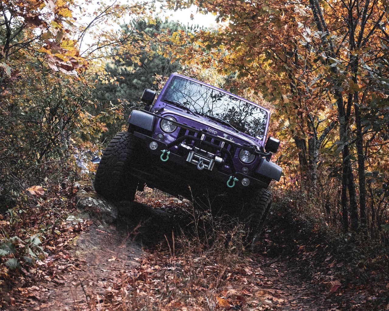 1280x1024 Download wallpaper 1280x1024 jeep wrangler, jeep, car, suv, purple, off road standard 5:4 HD background