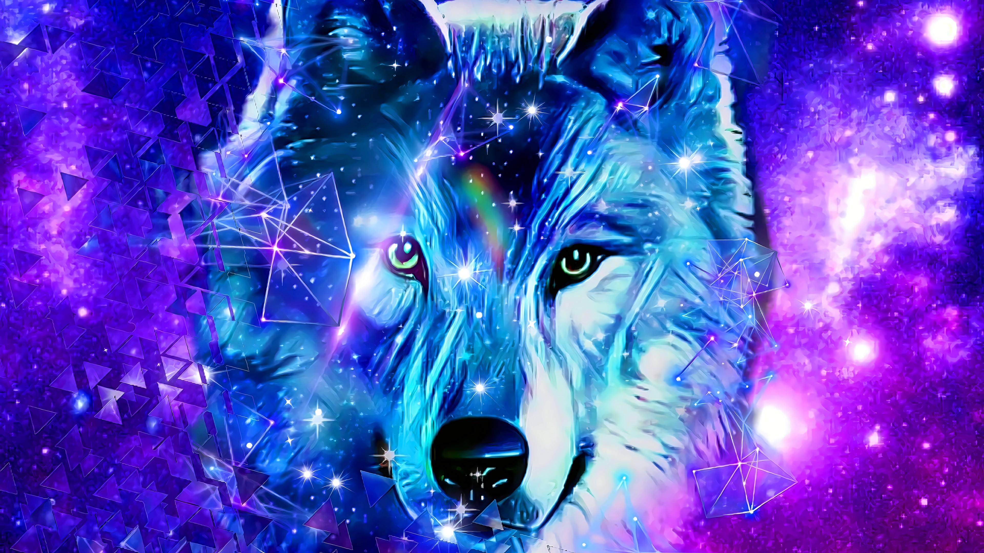 3840x2160 Galaxy Wolf Wallpaper 4K Background Image