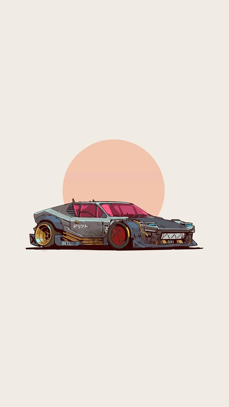 736x1308 Classic, rugged car, minimal Wallpaper. Automotive artwork, Cool car drawings, Jdm wallpaper