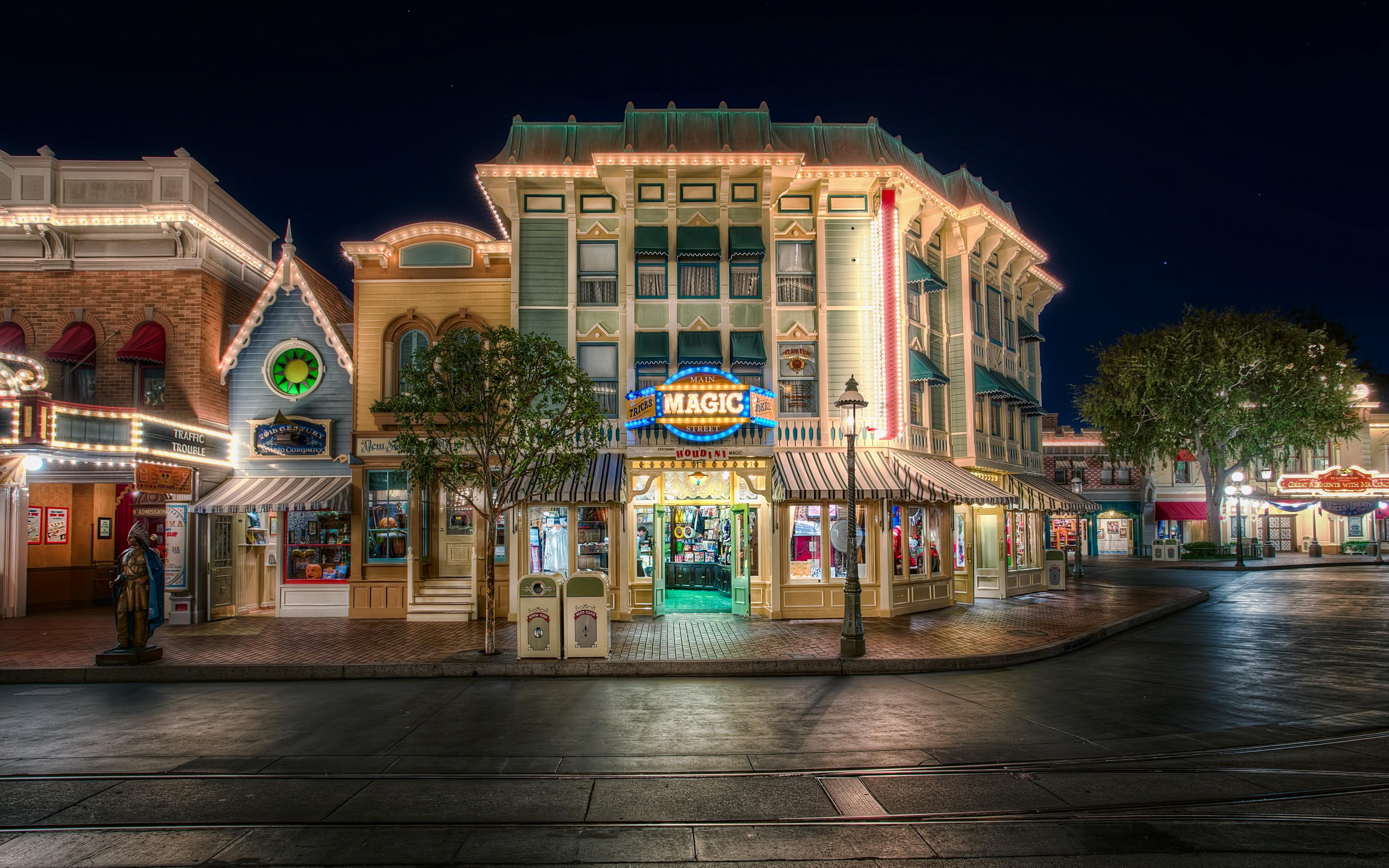 3456x2160 Photo California Disneyland USA HDRI Street Night Cities 3456x2160