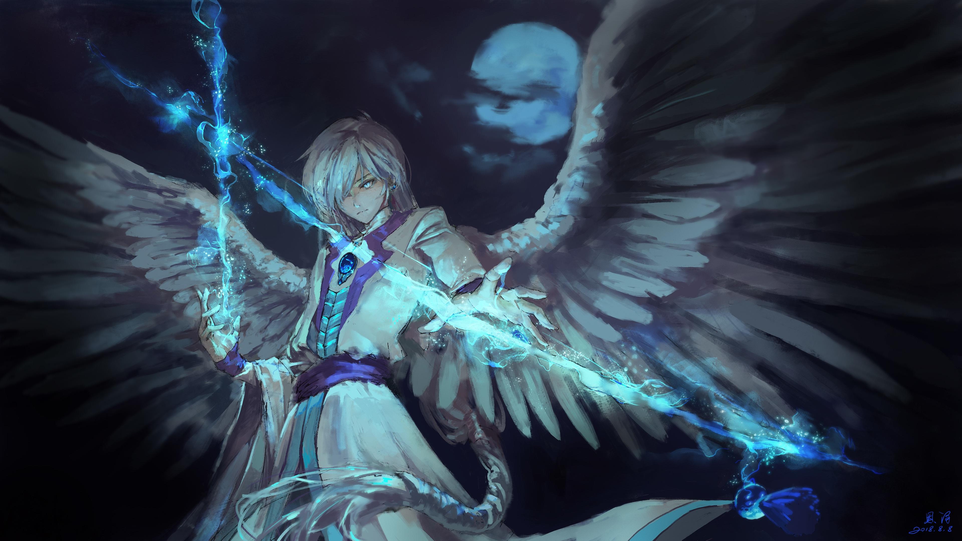 3840x2160 Wallpaper 4k Anime Angel Boy With Magical Arrow Wallpaper