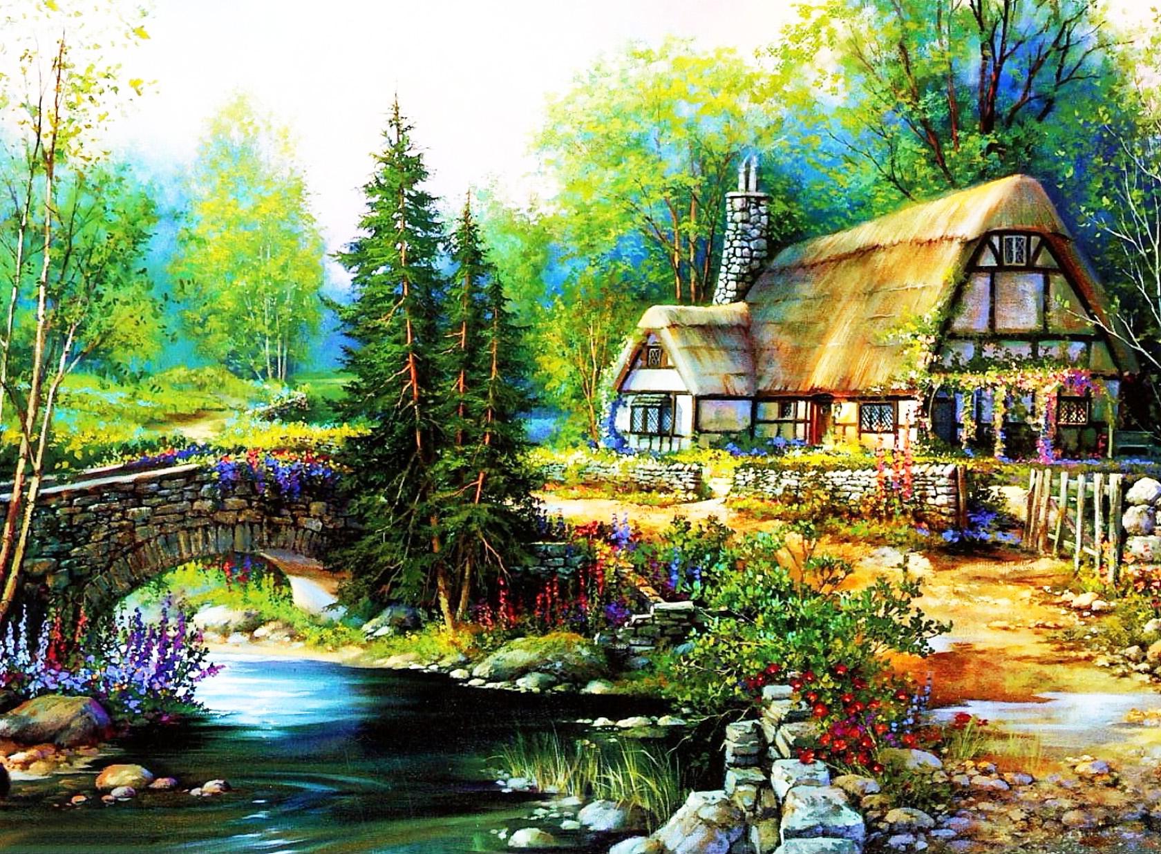 1680x1236 Free Download Cottage Wallpaper
