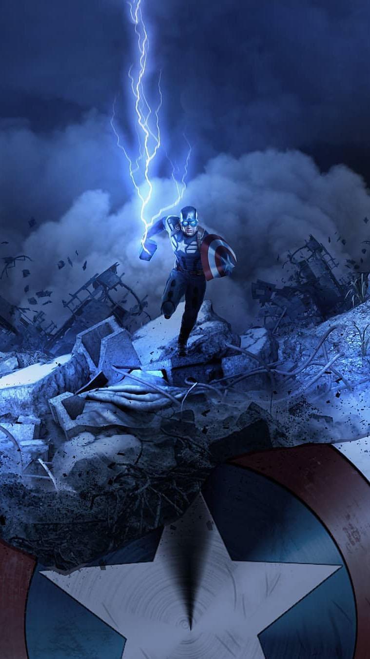 759x1350 Captain Thor Final Battle IPhone Wallpaper Wallpaper : iPhone Wallpaper
