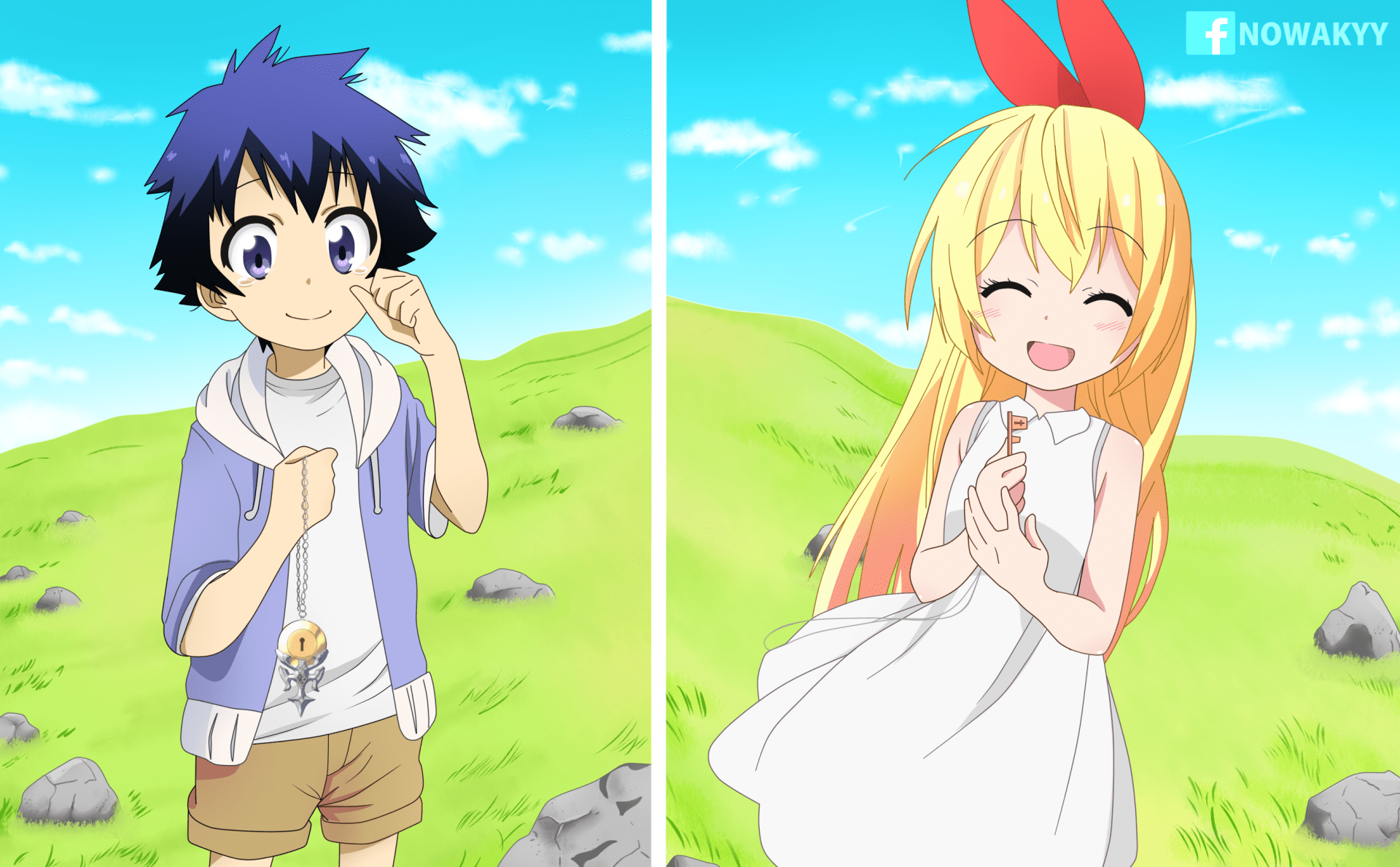 1920x1190 Nisekoi HD Wallpaper: Raku Ichijō & Chitoge Kirisaki Delight