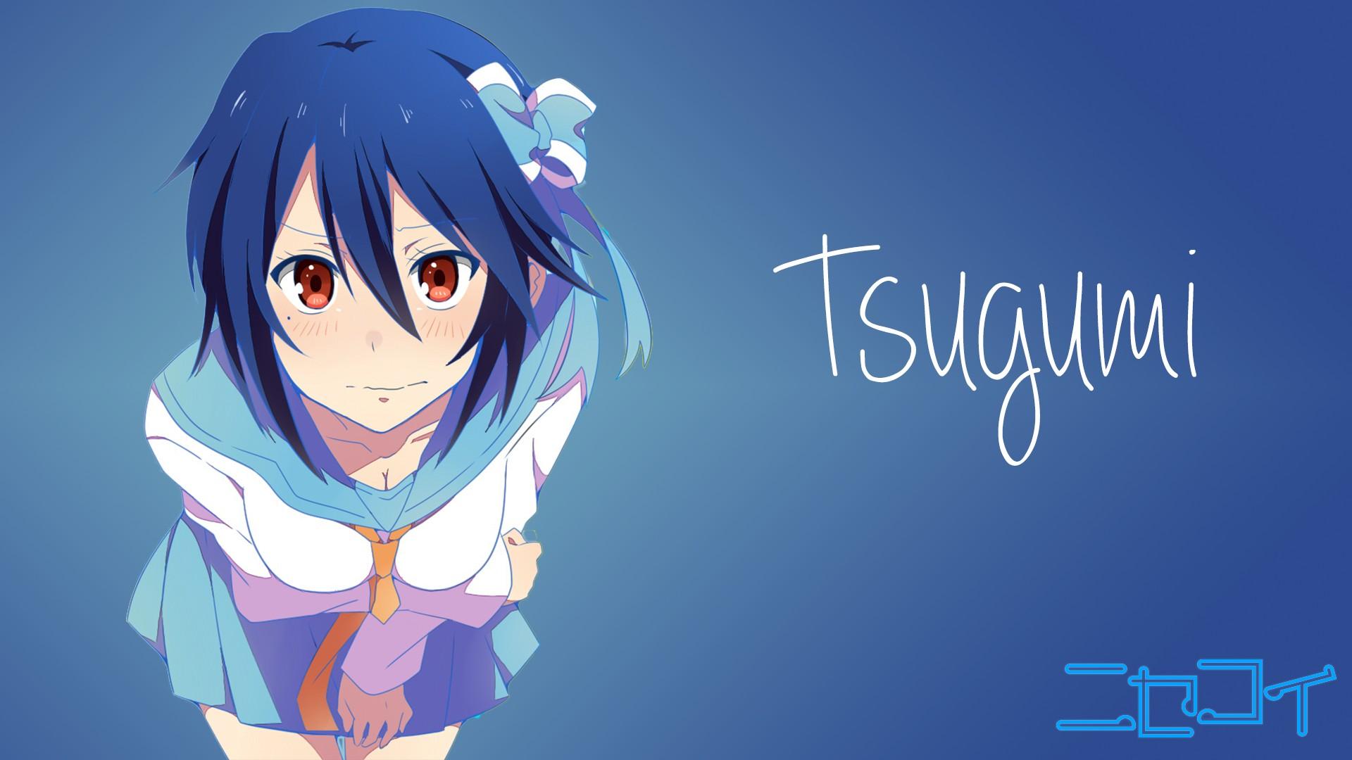 1920x1080 anime, Nisekoi, Tsugumi Seishirou, Red eyes, Anime girls, Blue hair, School uniform Wallpaper HD / Desktop and Mobile Background