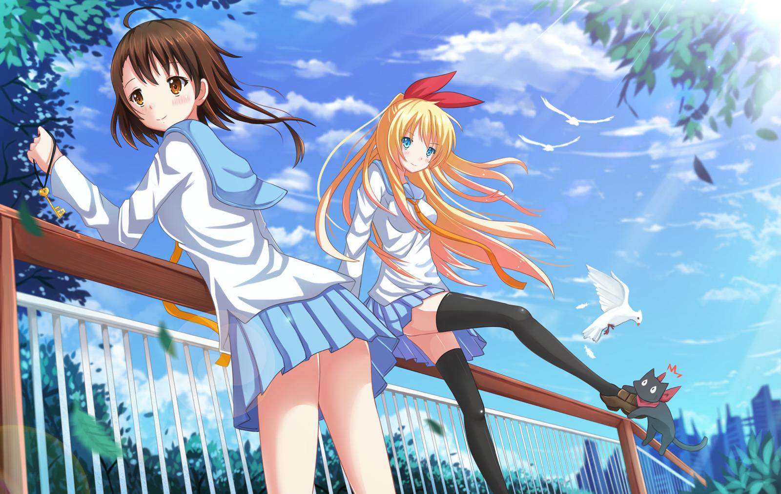 1600x1011 Anime Nisekoi Chitoge Kirisaki Kosaki Onodera Brown Ha. Custom Mat Free Mat Bag